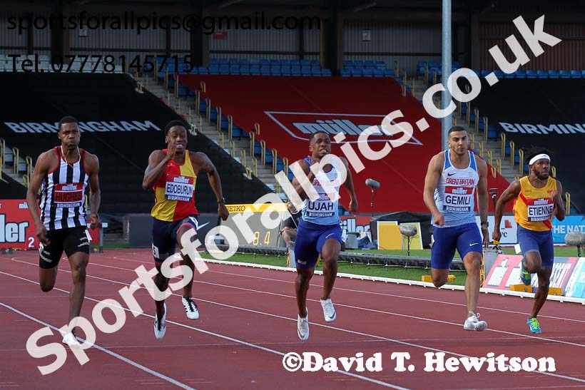 Mens 100 metres, 2019 Muller British Championships, Alexander Stadium, Birmingham. Photo: David T. Hewitson/Sports for All Pics